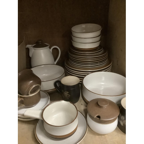 57 - A quantity of Denby Potters Wheel including coffee pot, cups and saucers, sauce boat and stand, two ... 