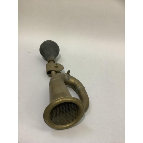 37 - A vintage Deluxe gilt metal car horn, 45cm long