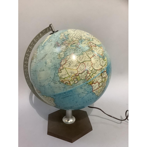 47 - A globe table light on hexagonal base, overall height 41cm