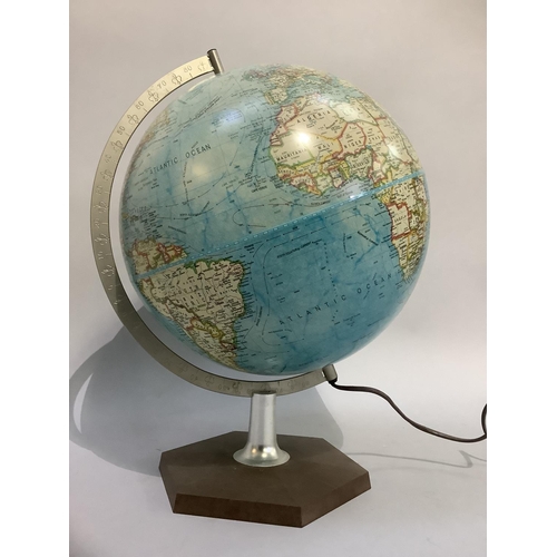 47 - A globe table light on hexagonal base, overall height 41cm