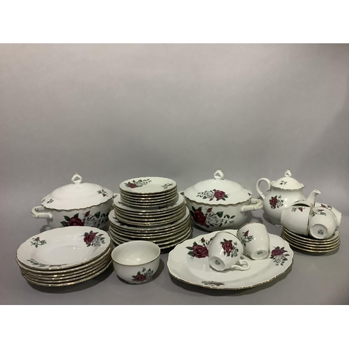 191 - A Czechoslovakian china dinner service decorated with roses comprising plates in three sizes, meat d... 