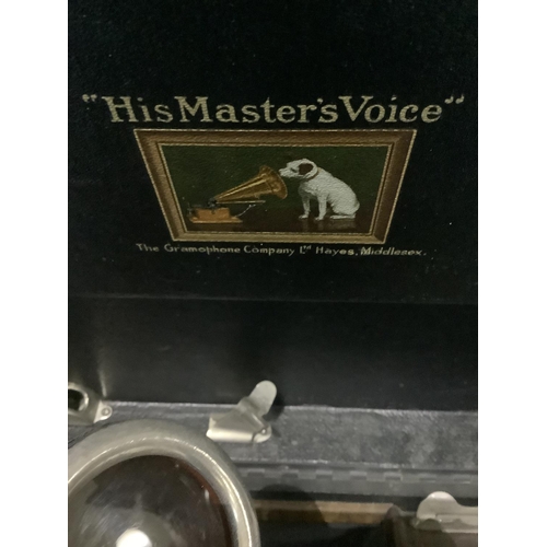 193 - His Masters Voice wind up gramophone model no. 101 together with a quantity of 78 records