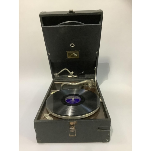 193 - His Masters Voice wind up gramophone model no. 101 together with a quantity of 78 records