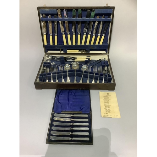 204 - A canteen of silver plated cutlery together with a cased set of tea knives