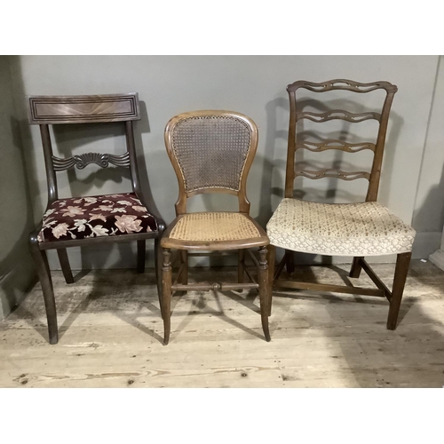 86 - Two 19th century dining chairs and a bergere caned bedroom chair (3)