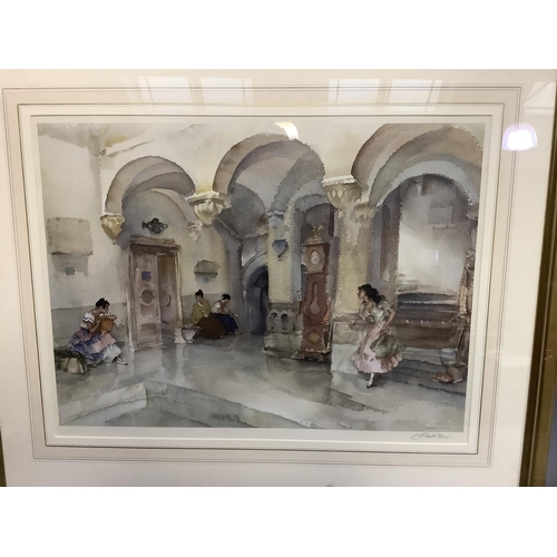 374 - By and after Sir William Russell Flint, La Mairie, Manosque, colour print, signed in pencil to the m... 