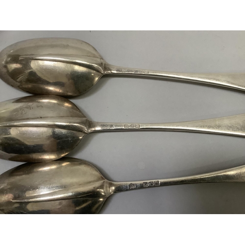 271 - Three silver rat tail serving spoons, Victorian, London 1898, total approximate weight 7oz