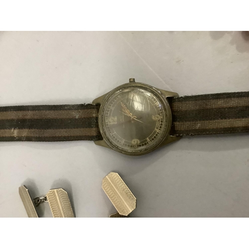 293 - A vintage Otis wristwatch with luminous Arabic numerals and hands on military strap together with a ... 