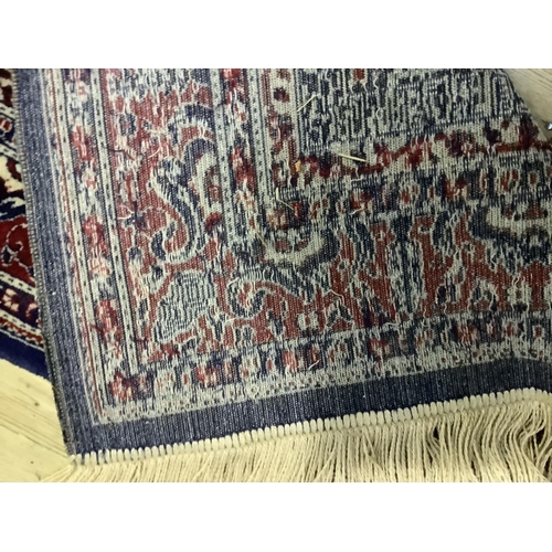 397 - Modern Caucasian prayer rug having a blue prayer niche with hanging lantern and flowers on an ivory ... 