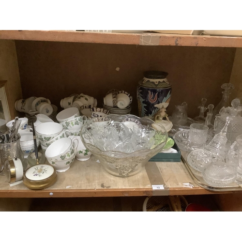 72 - Tea ware, glass punch set, decanters etc