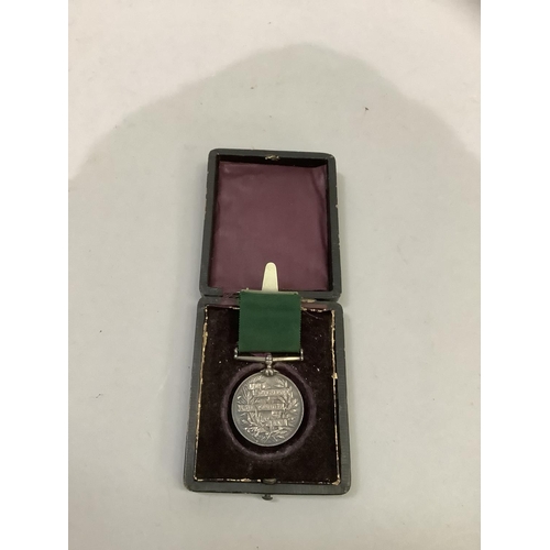 281 - A Victoria for long service in the volunteer force medal with ribbon and original box