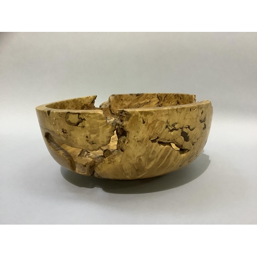 27 - A burr wood turned bowl, 33cm diameter by 14cm high