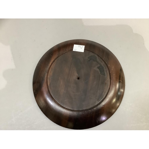 53 - A Victorian rosewood and cut brass stand of circular outline the dished border applied with pierced ... 