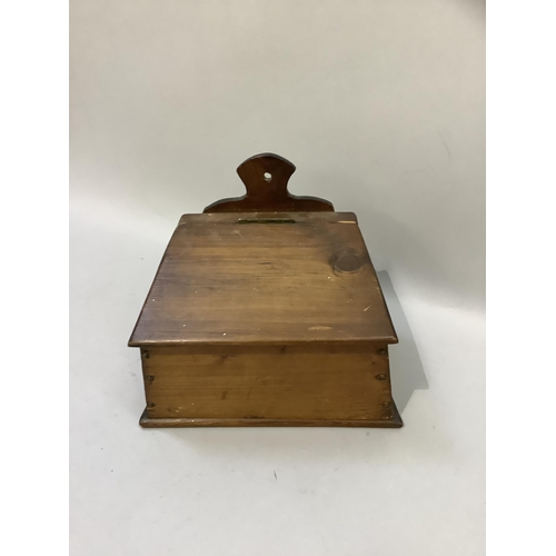 103 - A pine wall hanging candle box, 28cm wide x 19cm deep x 24.5cm high