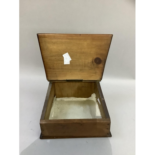 103 - A pine wall hanging candle box, 28cm wide x 19cm deep x 24.5cm high