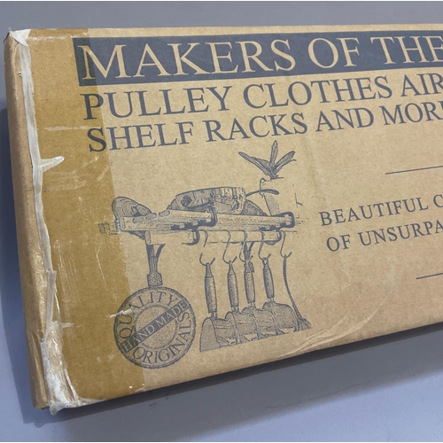 155 - A creel or pulley clothes airer, wood and cast iron, by Kitchen Maid in original packaging (unused)