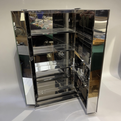 158 - A stainless steel mirrored two-door bathroom cabinet with internal shelves, 67cm high x 60cm wide x ... 