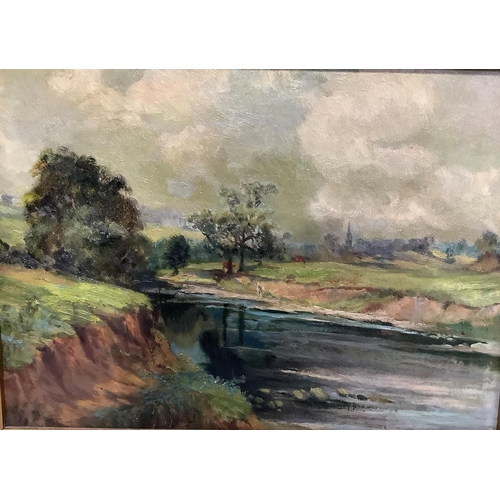 95 - L W Jackson, early 20th century, The River Wharfe at Weeton July 1916, oil on canvas, signed, titled... 