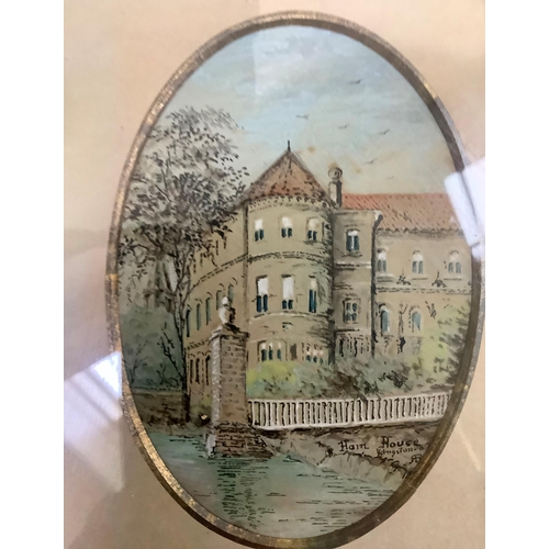 96 - A set of four watercolours, monogrammed AR, titled Canonbury Tower, Leicester, Ham House Kingston On... 