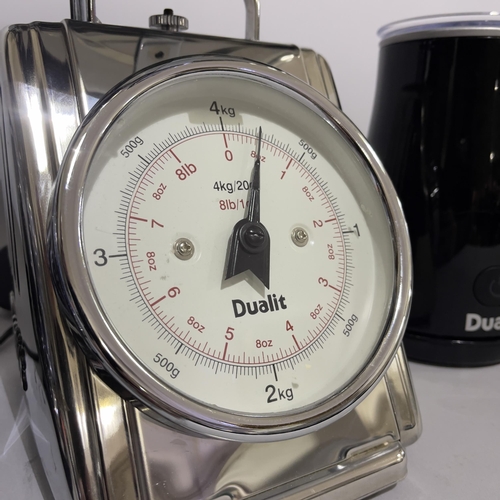 194 - A set of Dualit weighing scales, a Dualit electric cafetiere and a chopper