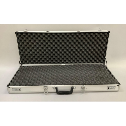 221 - A metal case by Treeline Products with foam lining and foam over centre locking clips together with ... 