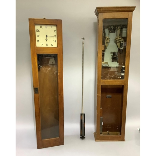 432 - A time clock by Gents of Leicester with electric impulse pendulum movement in mahogany case, white s... 