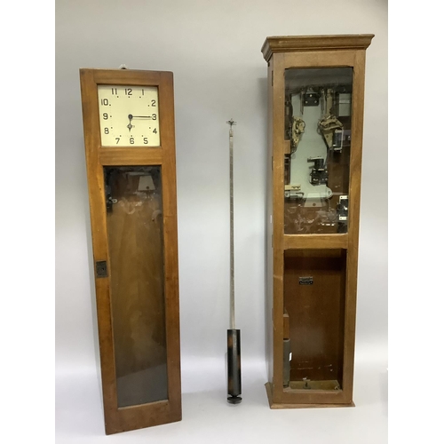 432 - A time clock by Gents of Leicester with electric impulse pendulum movement in mahogany case, white s... 