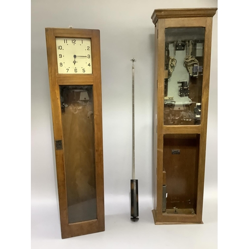 432 - A time clock by Gents of Leicester with electric impulse pendulum movement in mahogany case, white s... 