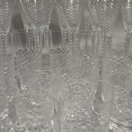 34 - A suite of Royal Brierley crystal comprising twenty-two wines of 23cm high, eighteen wines 26.5cm hi... 