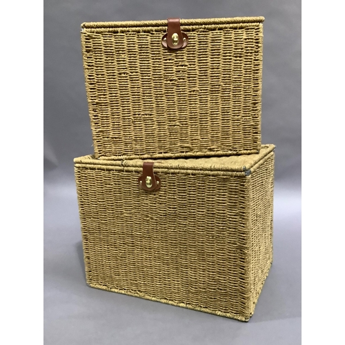 324 - Two sisal baskets, one 60cm wide x 42cm x 47cm and the other 56cm x 37cm x 41cm