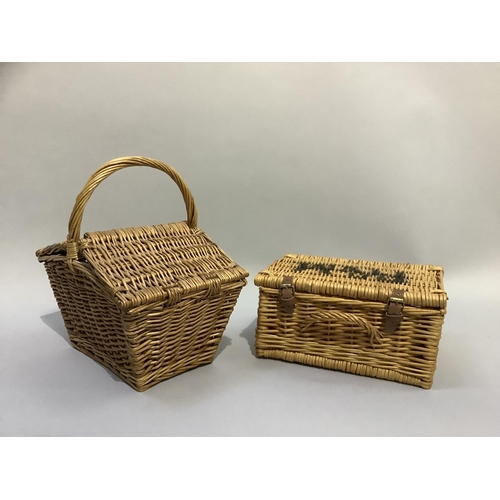 341 - Two Fortnum & Mason wicker baskets, the first with twin flap lid and loop handle, 30cm wide x 22cm d... 