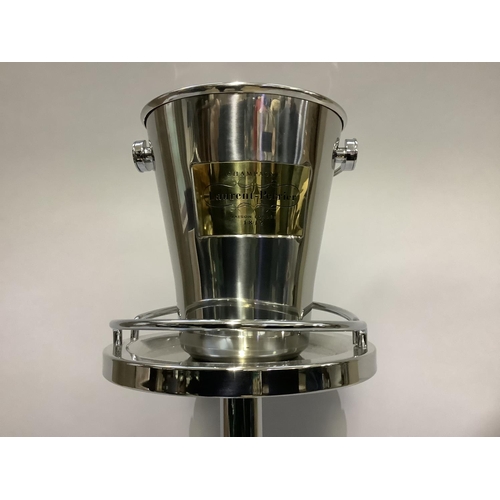 352 - A champagne bucket and stand, overall height 81cm, the bucket with Laurent Perrier logo