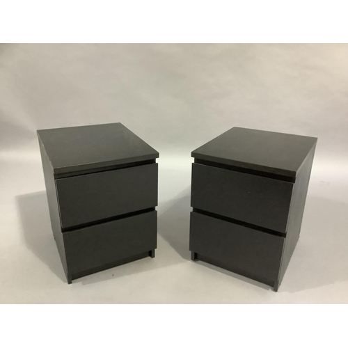 442 - A pair of black ash finished two drawer bedside cabinets, 40cm wide x 48cm deep x 55cm high