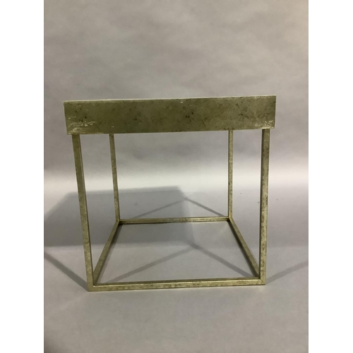 454 - A gilt metal and mirrored clock face side table on square legs, 51cm square x 51cm high