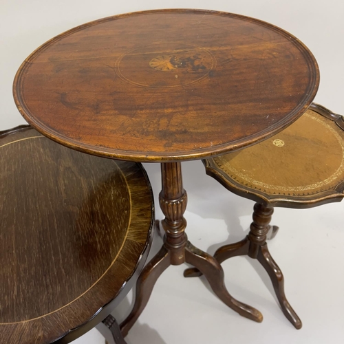 463 - Three mahogany occasional tables, two on tripod base, one on quadruple base