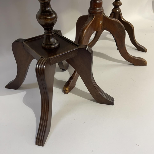 463 - Three mahogany occasional tables, two on tripod base, one on quadruple base