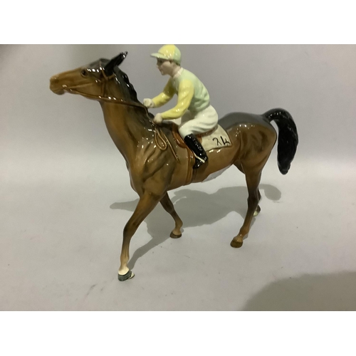 6B - A Beswick race horse with jockey up, number 24