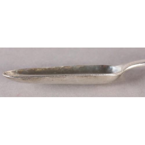 243 - A GEORGE II SILVER MARROW SCOOP engraved with a foliate R above the hallmark for London 1756 for Ebe... 