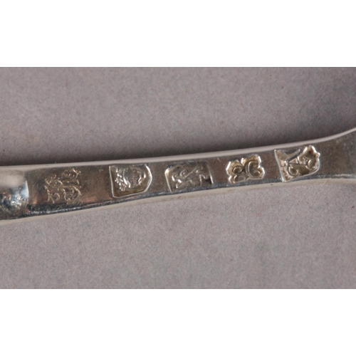 243 - A GEORGE II SILVER MARROW SCOOP engraved with a foliate R above the hallmark for London 1756 for Ebe... 