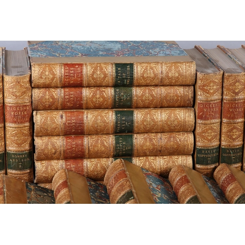 40 - DICKENS, CHARLES - THE WORKS OF CHARLES DICKENS, illustrated Library Edition in 30 vols, half calf a... 