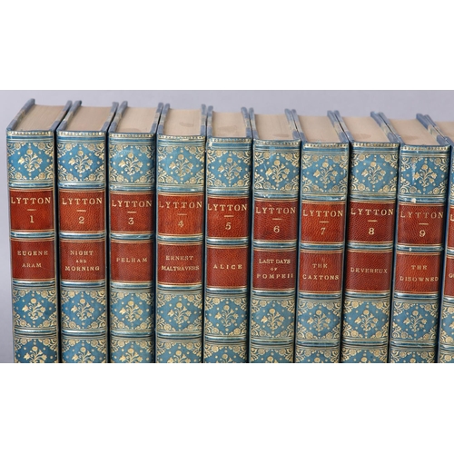 50 - BULWER-LYTTON, EDWARD-LYTTON - THE KNEBWORTH EDITION in 28 vols (1891-92), three-quarter blue calf a... 