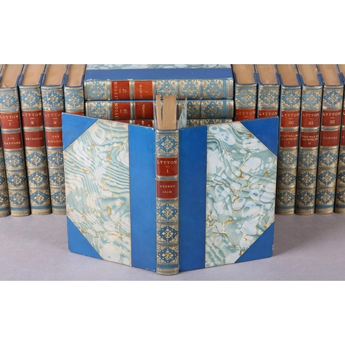 50 - BULWER-LYTTON, EDWARD-LYTTON - THE KNEBWORTH EDITION in 28 vols (1891-92), three-quarter blue calf a... 