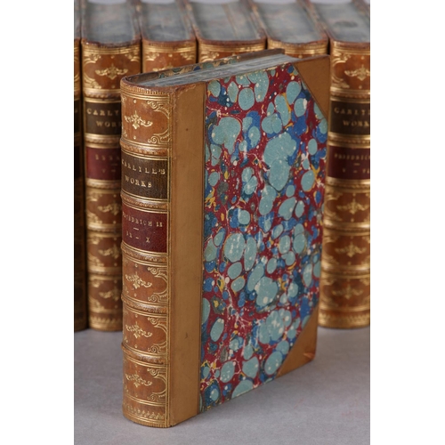 51 - CARLYLE, THOMAS - CARLYLE'S WORKS in 17 vols, half calf and marbled boards, gilt raised spines and t... 