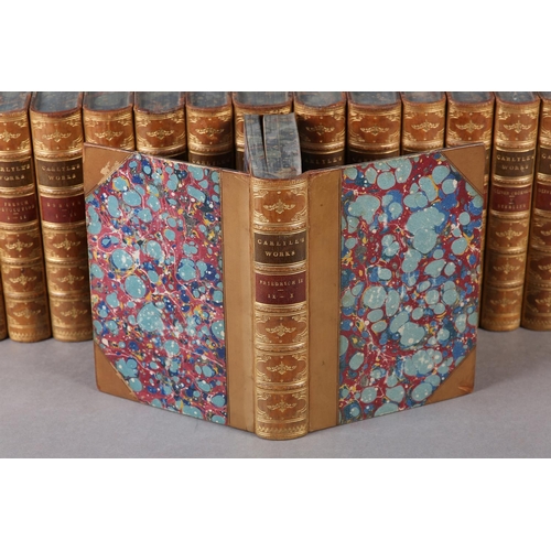 51 - CARLYLE, THOMAS - CARLYLE'S WORKS in 17 vols, half calf and marbled boards, gilt raised spines and t... 