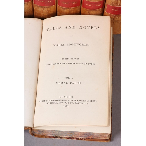 52 - EDGEWORTH, MARIA - EDGEWORTH'S WORKS, TALES AND NOVELS in 10 vols, engr. vignette to title page and ... 