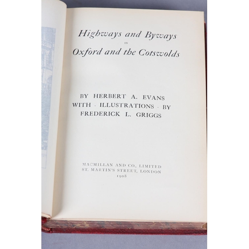 57 - EVANS, HERBERT A - HIGHWAYS AND BYWAYS IN OXFORD AND THE COTSWOLDS, illus. Frederick L. Griggs, 1 vo... 