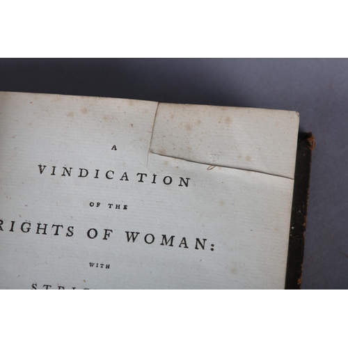 9 - WOLLSTONECRAFT, MARY - A VINDICATION OF THE RIGHTS OF WOMAN, vol. 1, second edition 1792, top right ... 