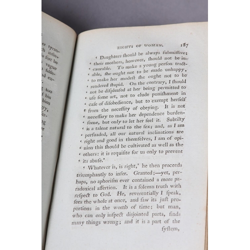 9 - WOLLSTONECRAFT, MARY - A VINDICATION OF THE RIGHTS OF WOMAN, vol. 1, second edition 1792, top right ... 