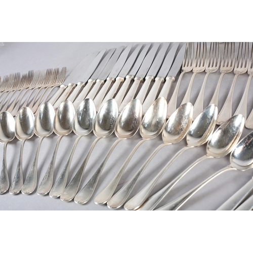 193 - A SUITE OF FRENCH CHRISTOFLE SILVER PLATED FLATWARE, comprising twelve dinner knives, twelve dinner ... 