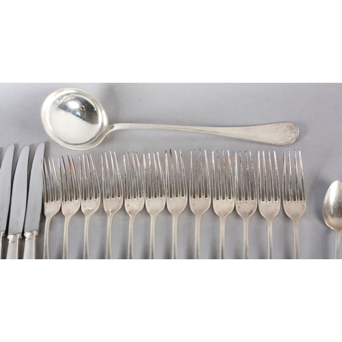 193 - A SUITE OF FRENCH CHRISTOFLE SILVER PLATED FLATWARE, comprising twelve dinner knives, twelve dinner ... 